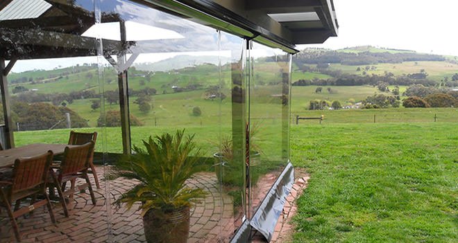 Outdoor Blinds Designs for Your Backyard - Clear outdoor blinds are a soft transition from indoors to outdoors, Australian Outdoor Living.