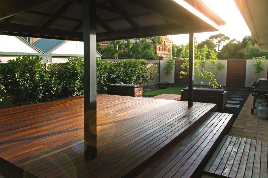 Timber decking: a great solution for a sloping backyard - A timber deck, along with other renovations such as a pergola or a set of outdoor blinds, will add value to your property, Australian Outdoor Living.