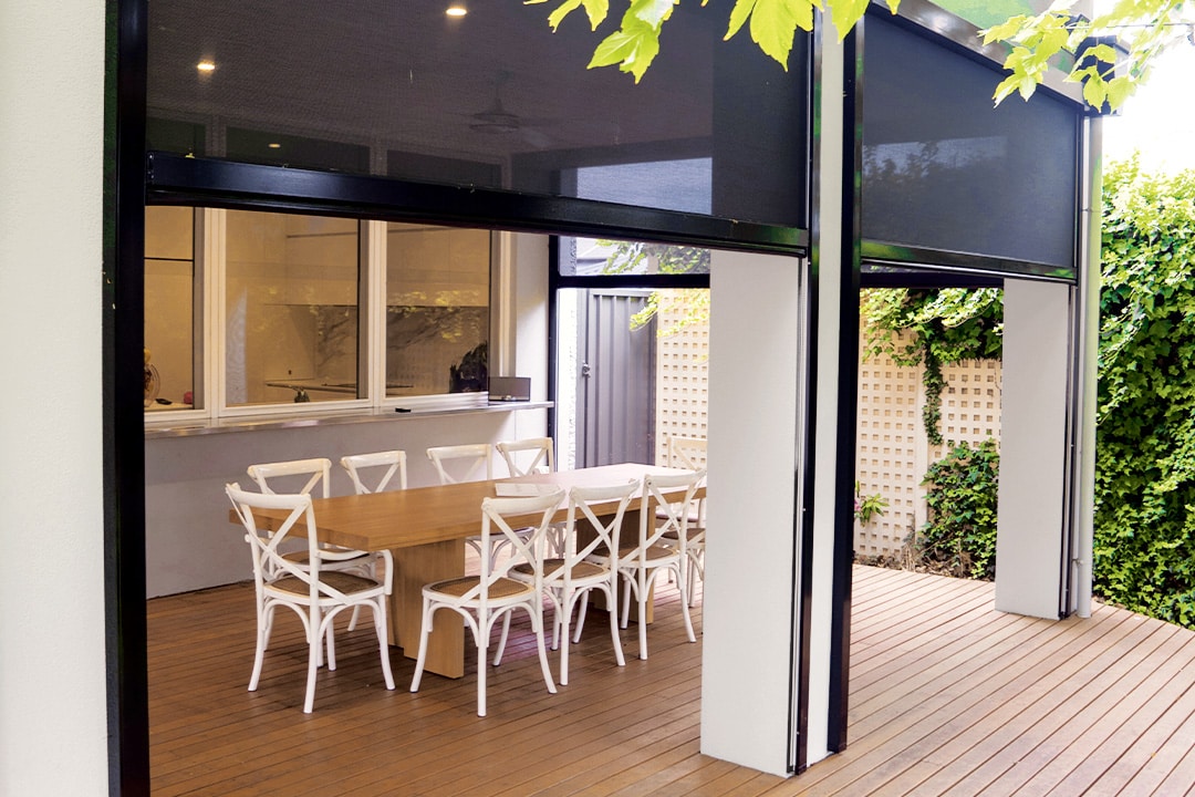 create extra room with outdoor blinds