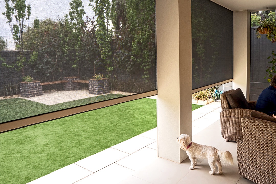 Add some backyard privacy with outdoor blinds